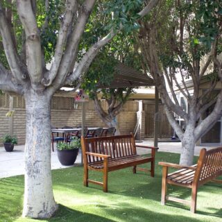 The Joshua Tree community courtyard at Glencroft